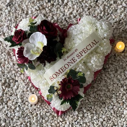 Funeral Heart Grave Wreath - Burgundy