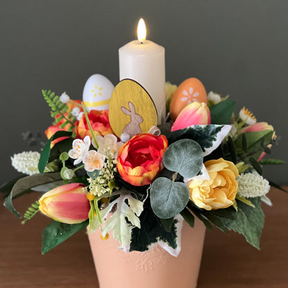 Spring Candle Table Centrepiece - Orange