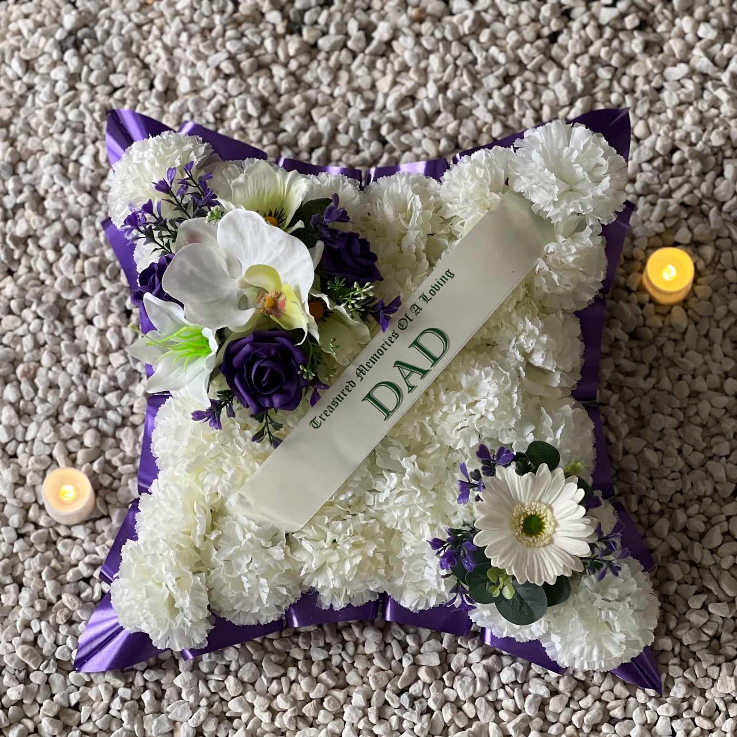 Funeral Cushion Grave Wreath - Purple