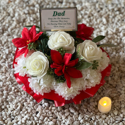 Posy Funeral Wreath with Plaque - Red