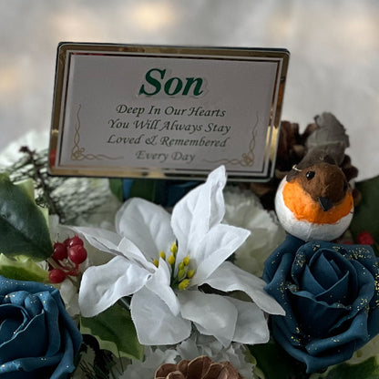 Christmas Posy with Plaque - Navy