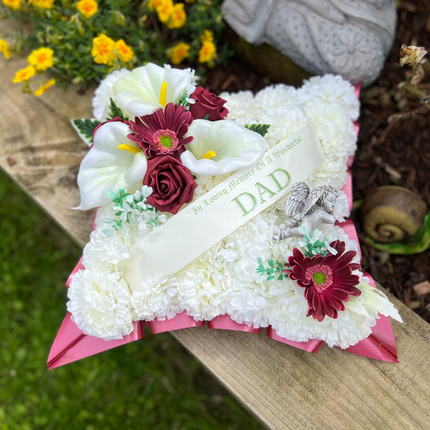 Burgundy Father’s Day Cushion with Angel