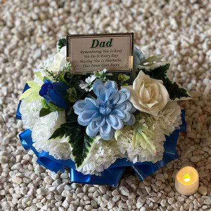 Posy Funeral Wreath with Plaque - Blue