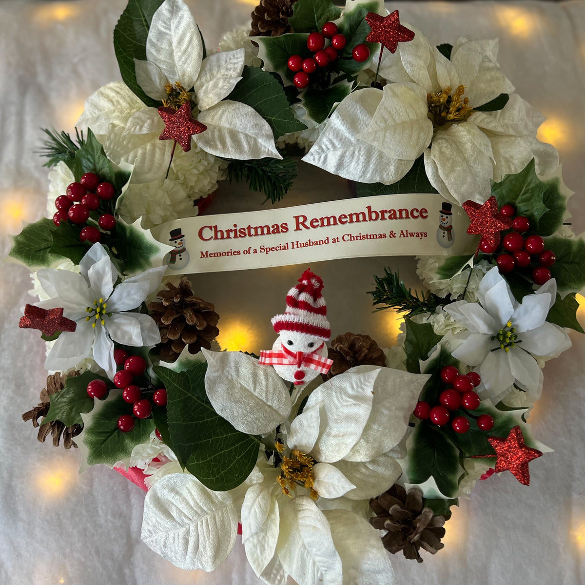 Large Christmas Wreath with Snowman