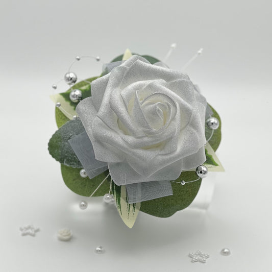 Light Silver Rose - Debs Flower Corsage