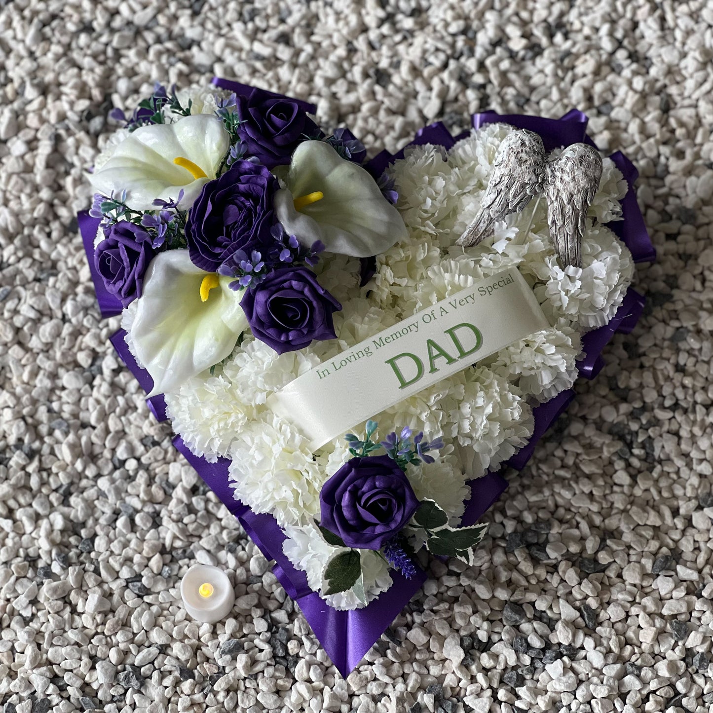 Purple Heart Wreath with Angel Wings