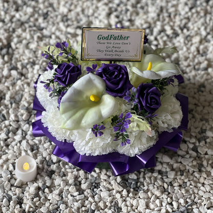 Posy Funeral Wreath with Plaque - Purple