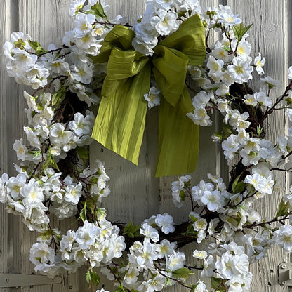 White Spring Blossom Door Wreath