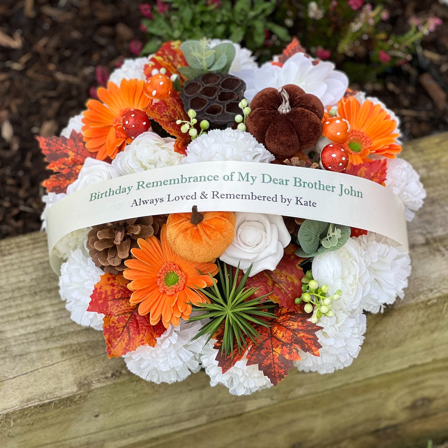 Round Autumn Grave Wreath