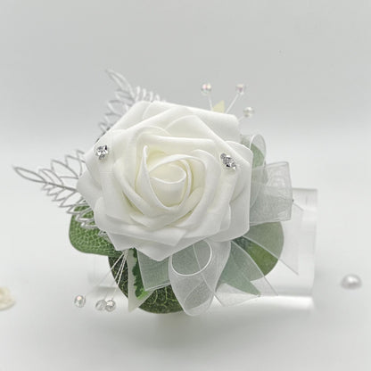 White Rose with Diamonte - Debs Flower Corsage