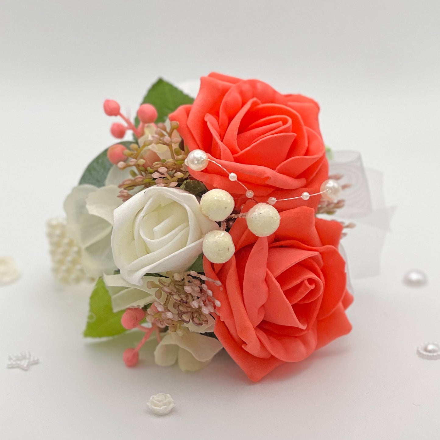 Mixed Dark Coral - Debs Flower Corsage