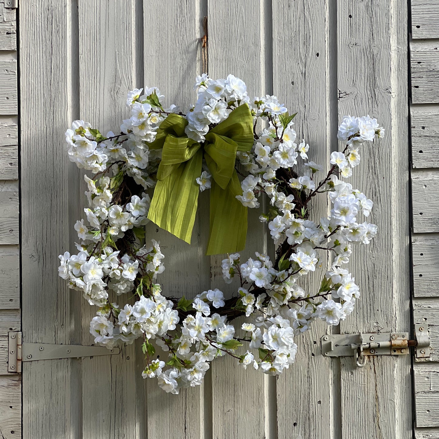 White Spring Blossom Door Wreath