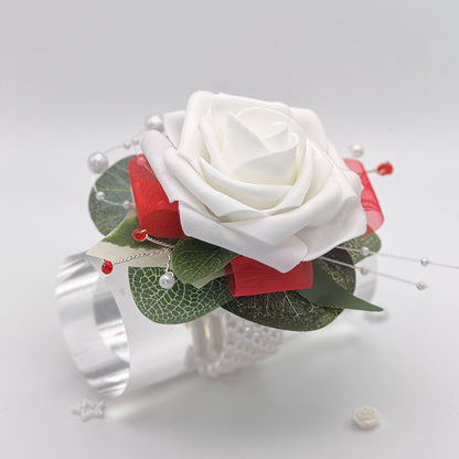 White Rose with Red - Debs Flower Corsage