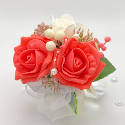 Mixed Dark Coral - Debs Flower Corsage