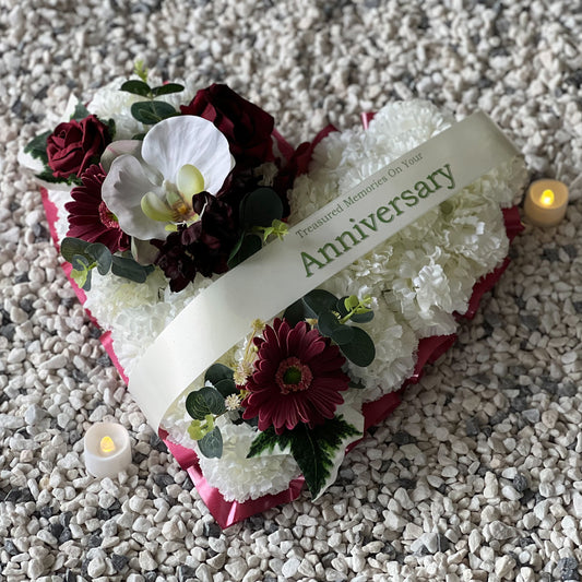 Funeral Heart Grave Wreath - Burgundy