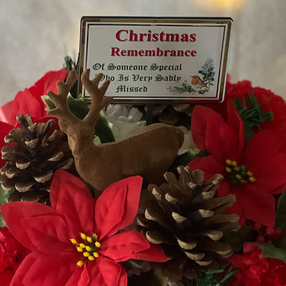 Christmas Posy Grave Wreath - Reindeer