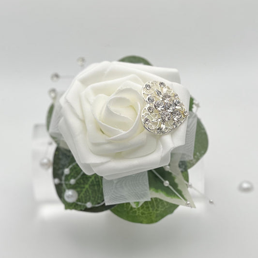 White Rose with Brooch - Debs Flower Corsage