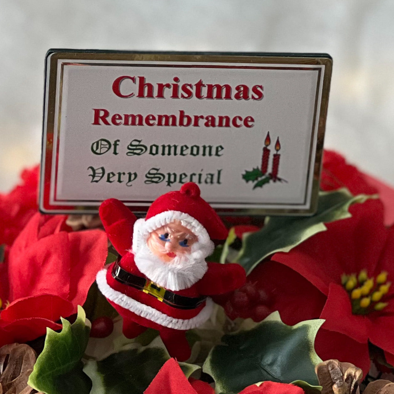 Christmas Posy Grave Wreath with Plaque- Santa