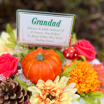 Autumn Posy Grave Wreath with plaque