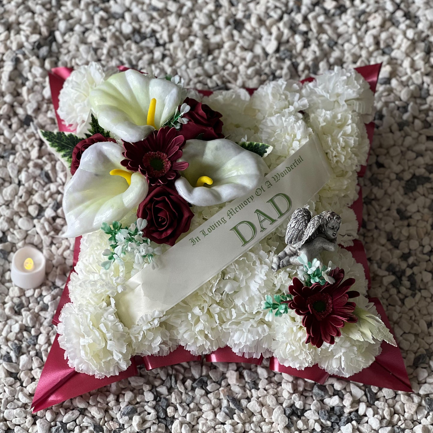 Burgundy Father’s Day Cushion with Angel