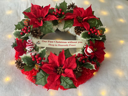 Large Christmas Grave Wreath with Santa & Snowman