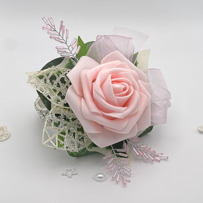 Pink Rose with Diamonte - Debs Flower Corsage