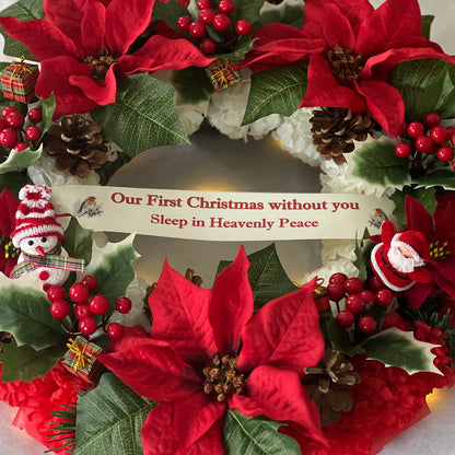 Large Christmas Grave Wreath with Santa & Snowman