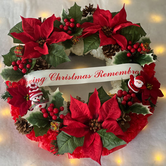 Large Christmas Grave Wreath with Santa & Snowman