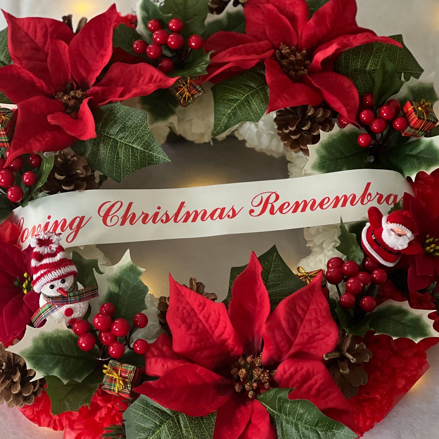 Large Christmas Grave Wreath with Santa & Snowman