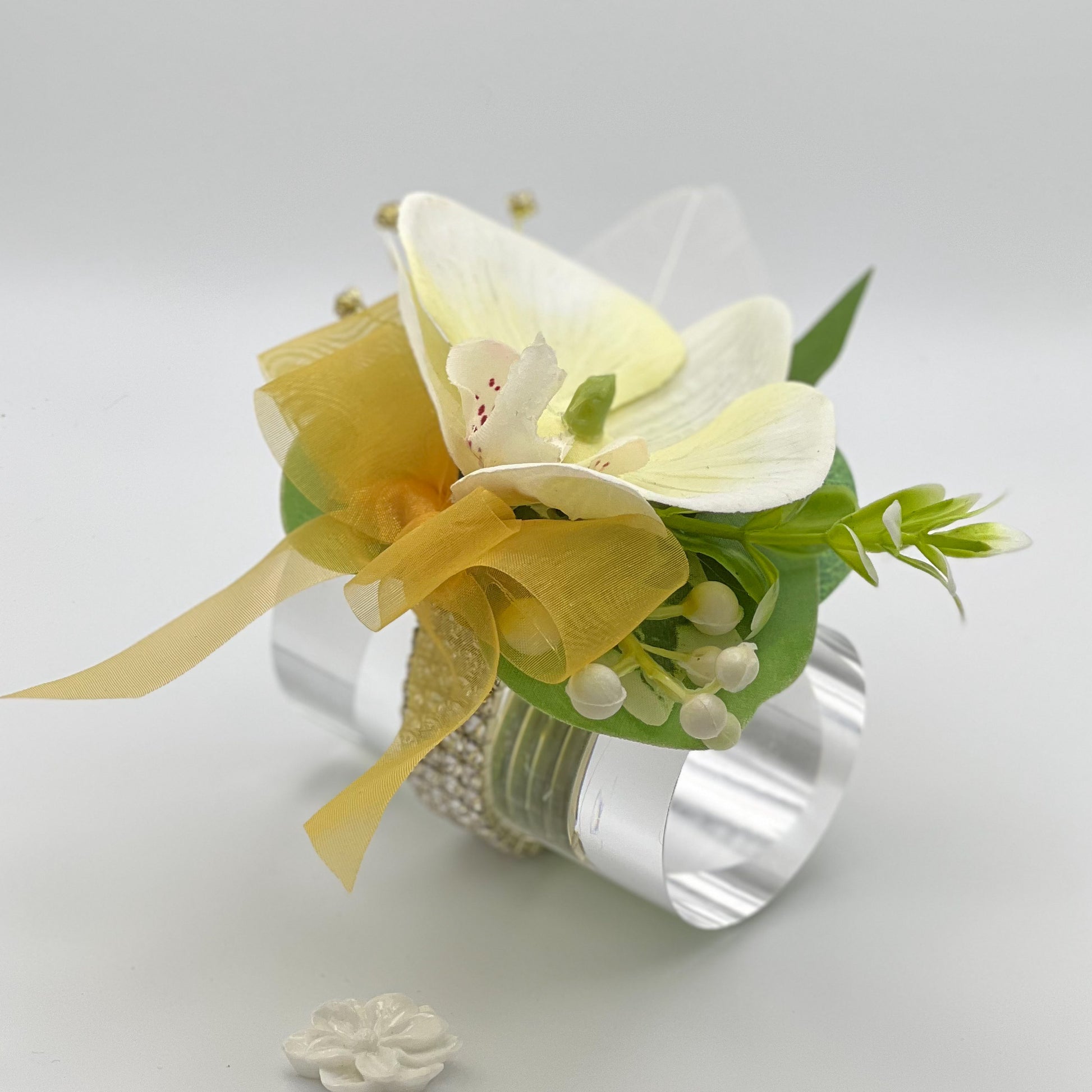 Ivory Orchid with Gold Debs Corsage 1