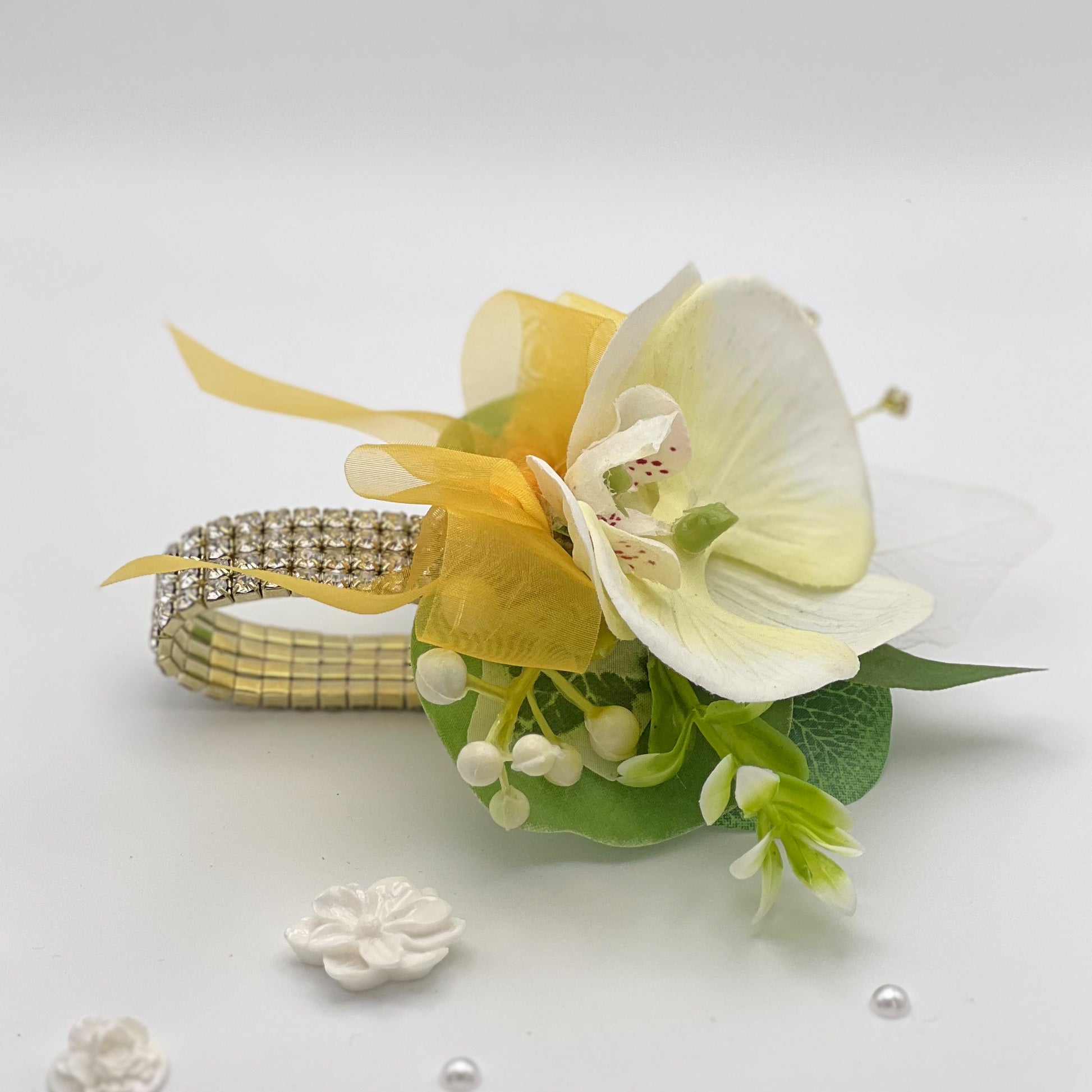 Ivory Orchid with Gold Debs Corsage 2