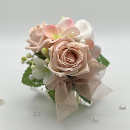 Mixed Blush Rose Debs Flower Corsage 1