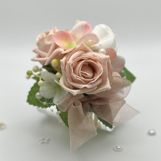 Mixed Blush Rose Debs Flower Corsage 1
