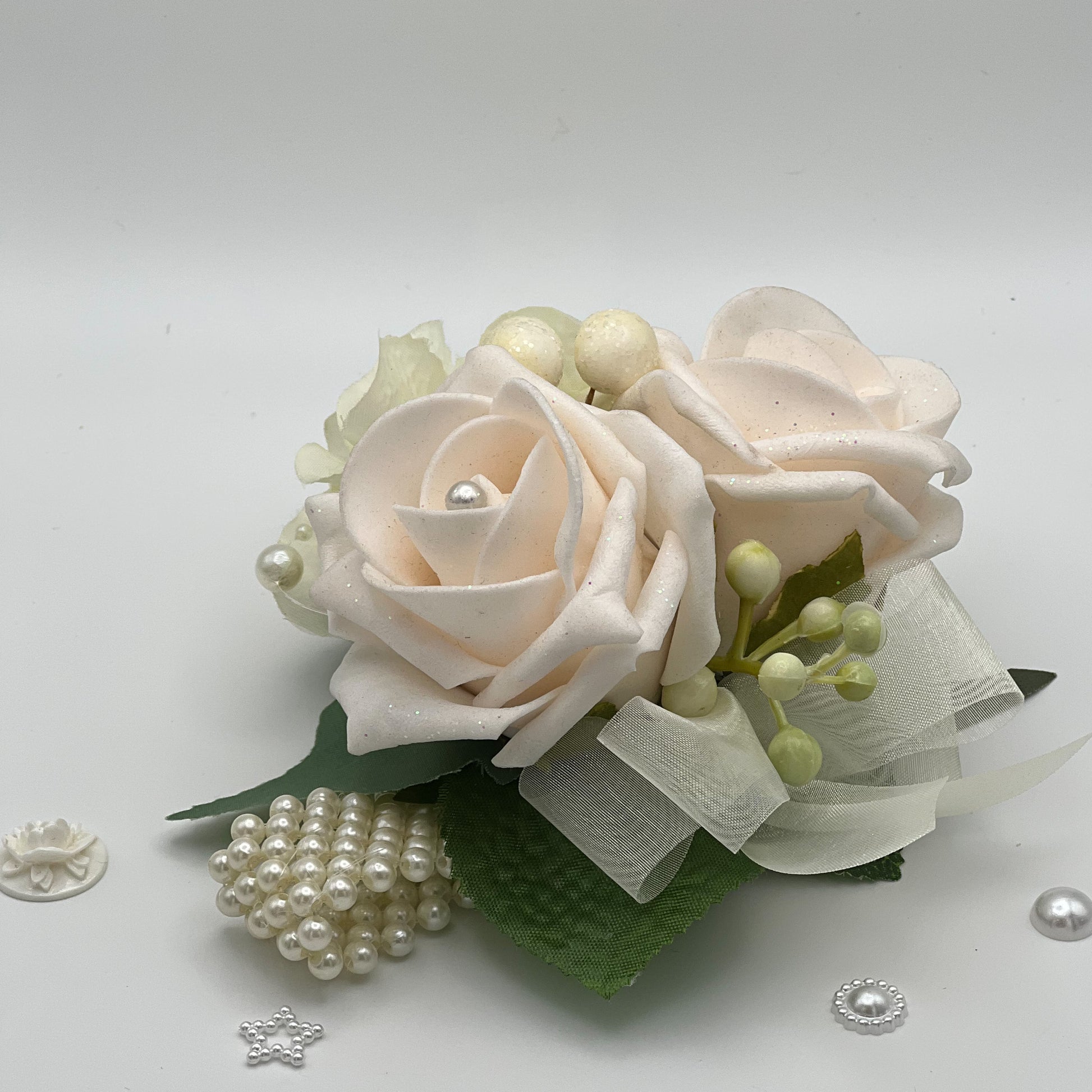Mixed Cream Rose Debs Flower Corsage 1