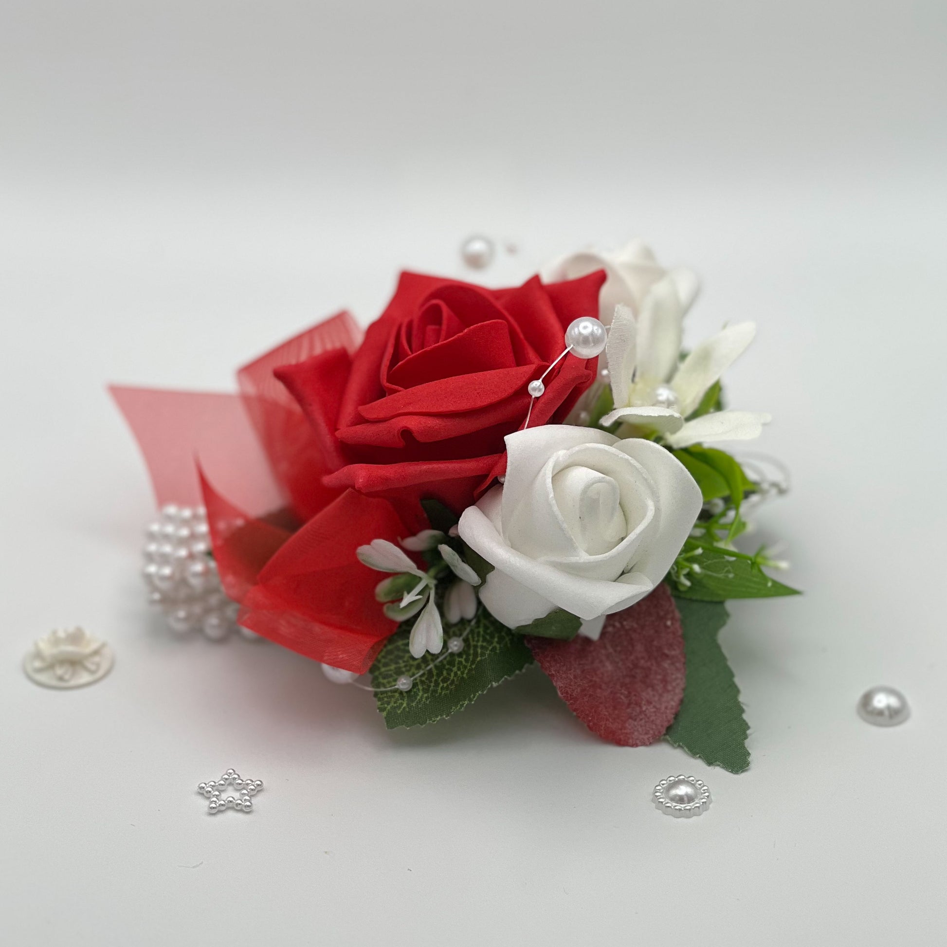 Mixed Red Rose Debs Flower Corsage 2