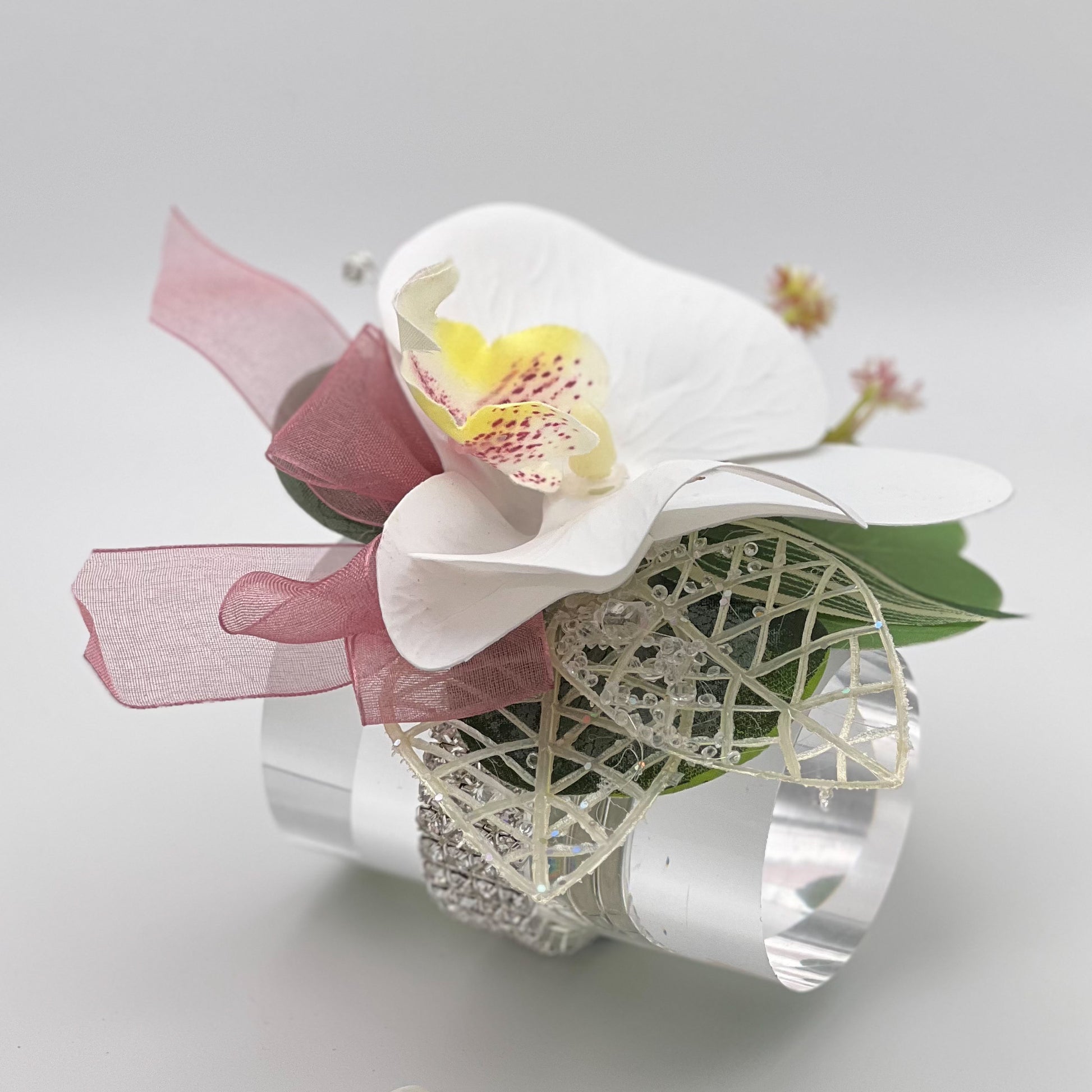 White Orchid with Dusky Pink Debs Corsage 1
