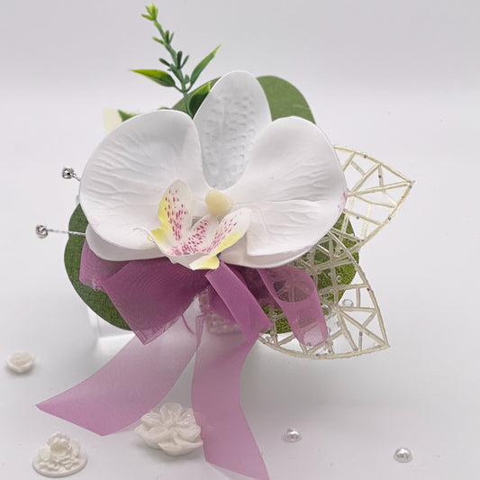 White Orchid with Fuchsia Pink Debs Corsage