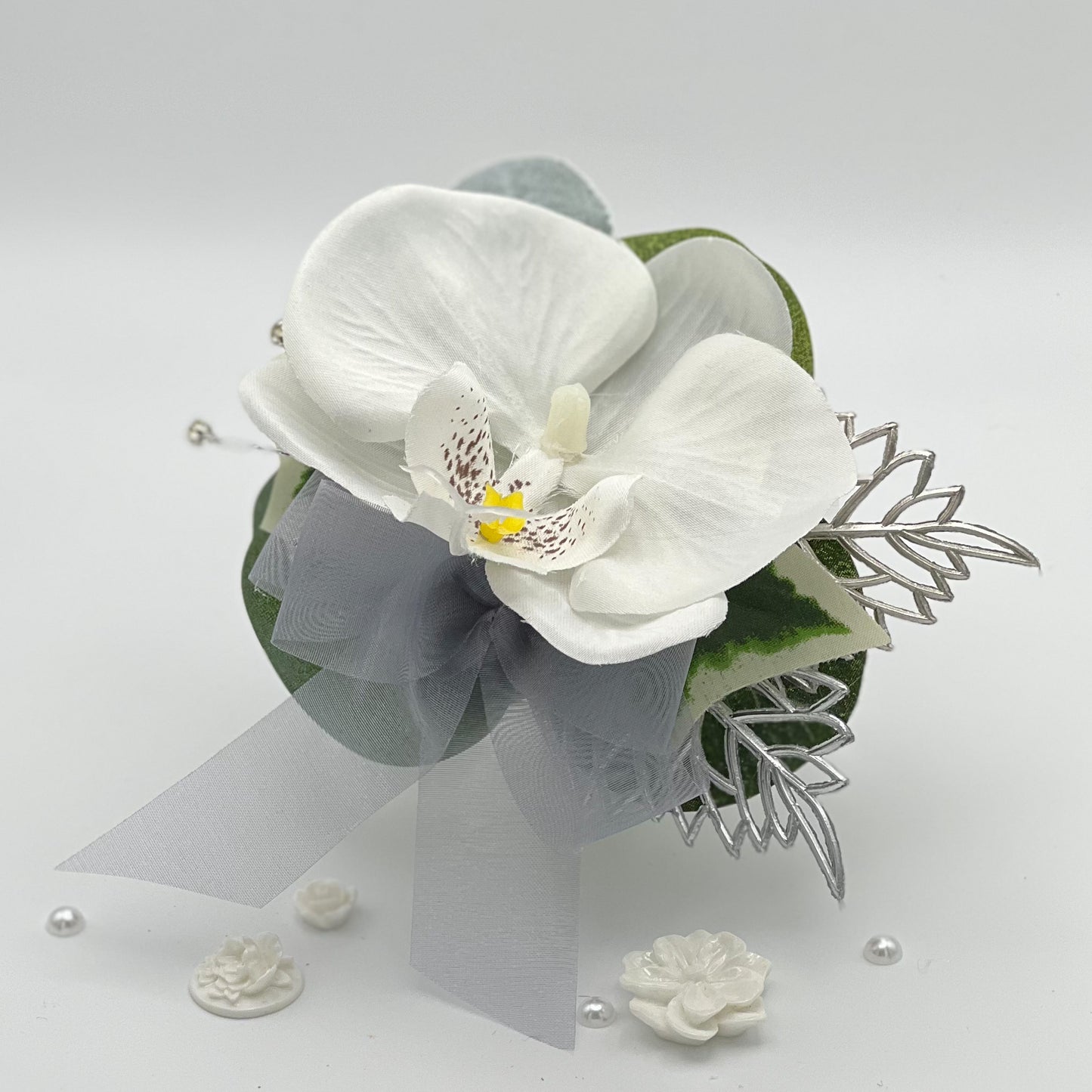 White Orchid with Silver Debs Corsage