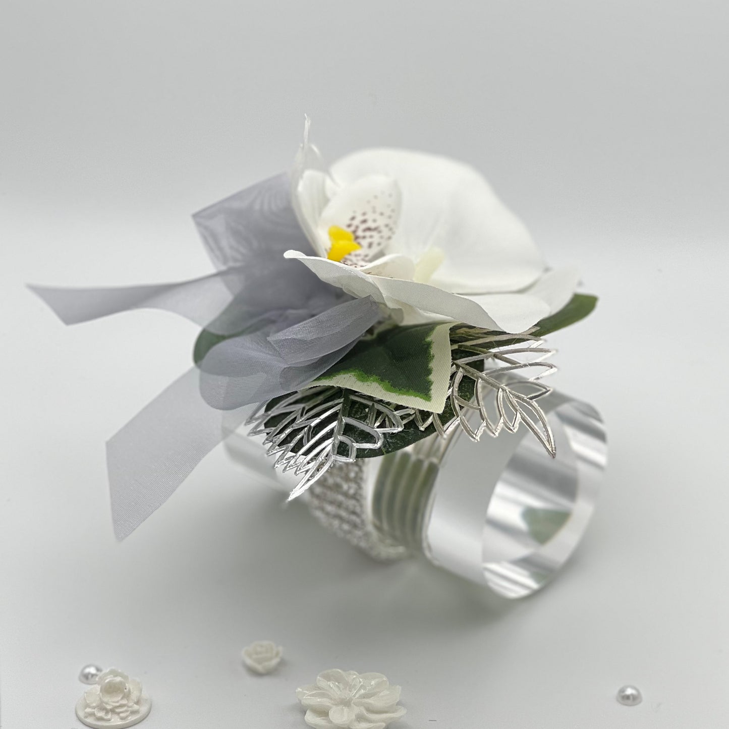 White Orchid with Silver Debs Corsage 1