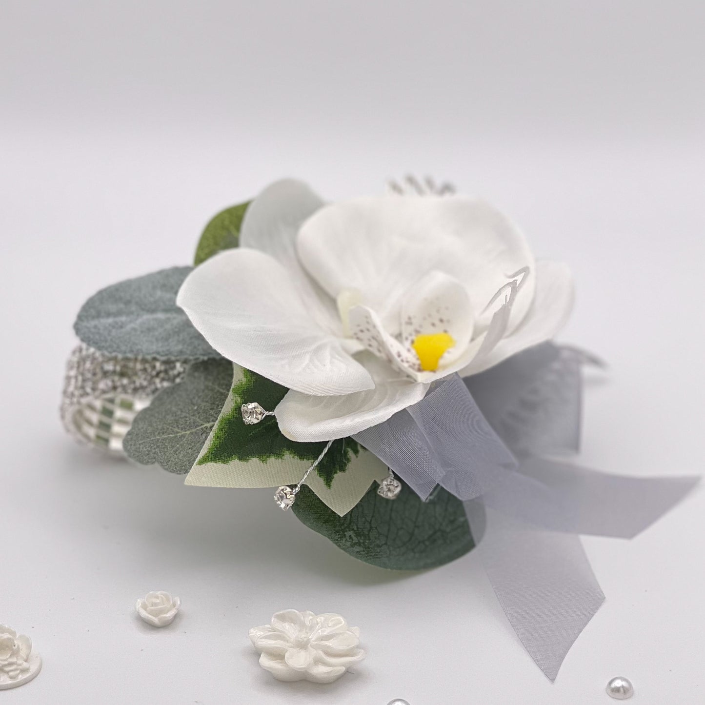 White Orchid with Silver Debs Corsage 2