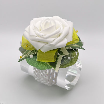 White Rose with Yellow Debs Corsage 1